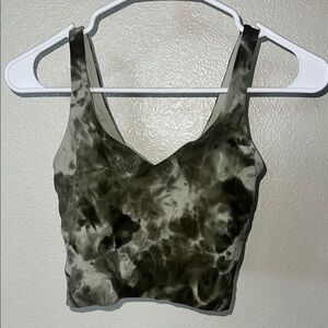 Lululemon Athletica Green and Black Fitted Sleeveless Crop Tank Top